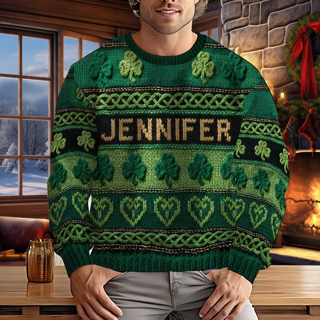 Lucky Shamrock - Personalized Irish Ugly Sweater