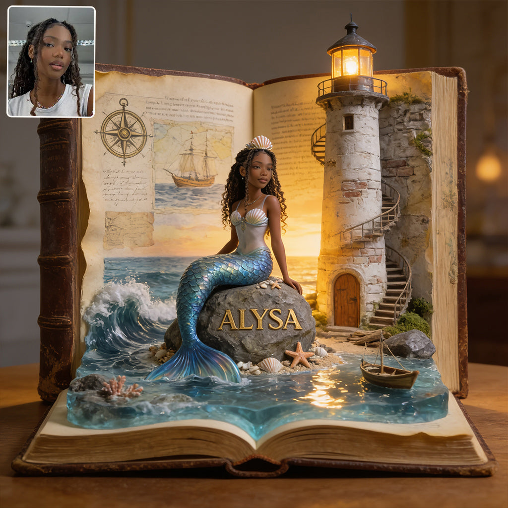 Mermaid Soul In The Book - Personalized Mermaid Custom Shaped Acrylic Plaque