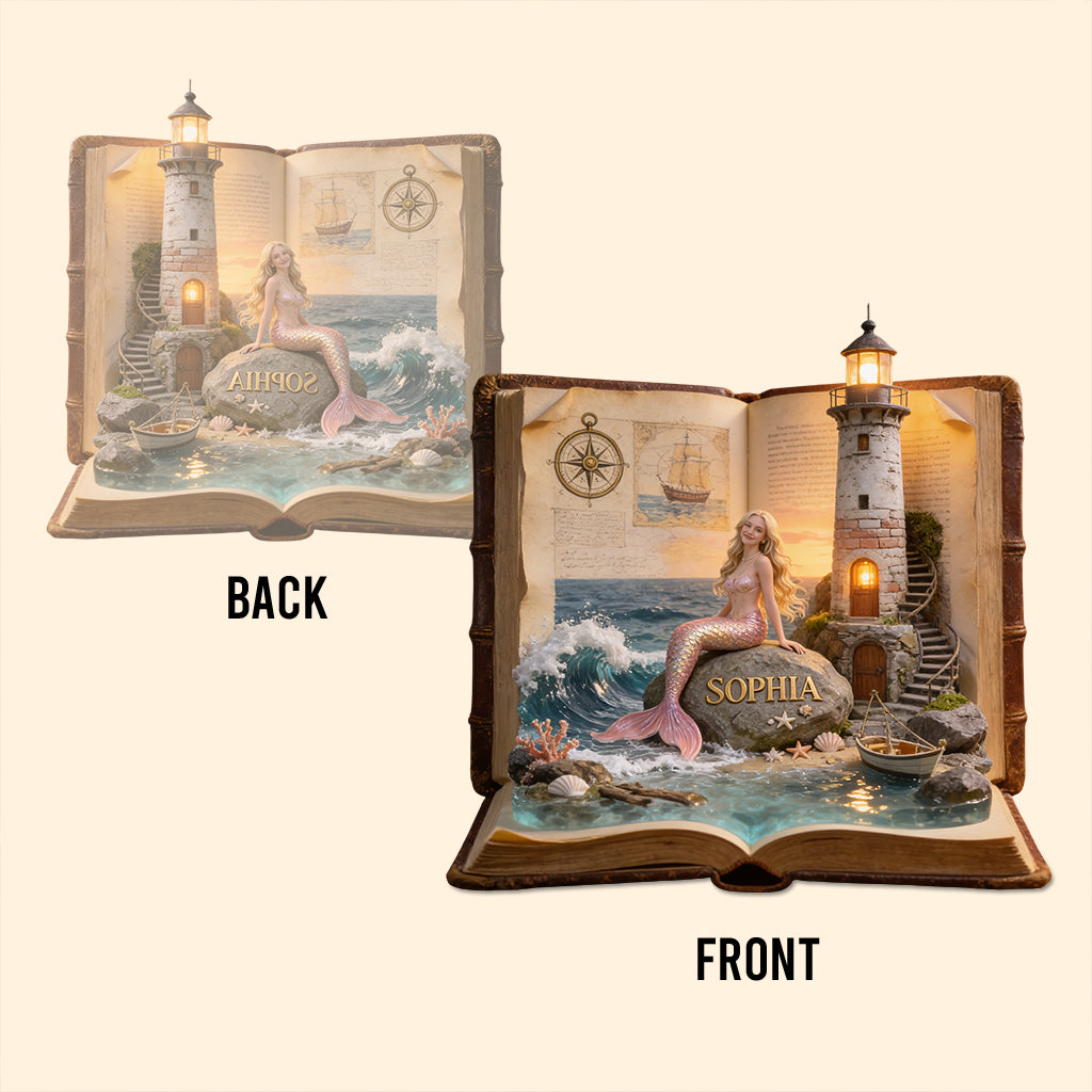 Mermaid Soul In The Book - Personalized Mermaid Custom Shaped Acrylic Plaque
