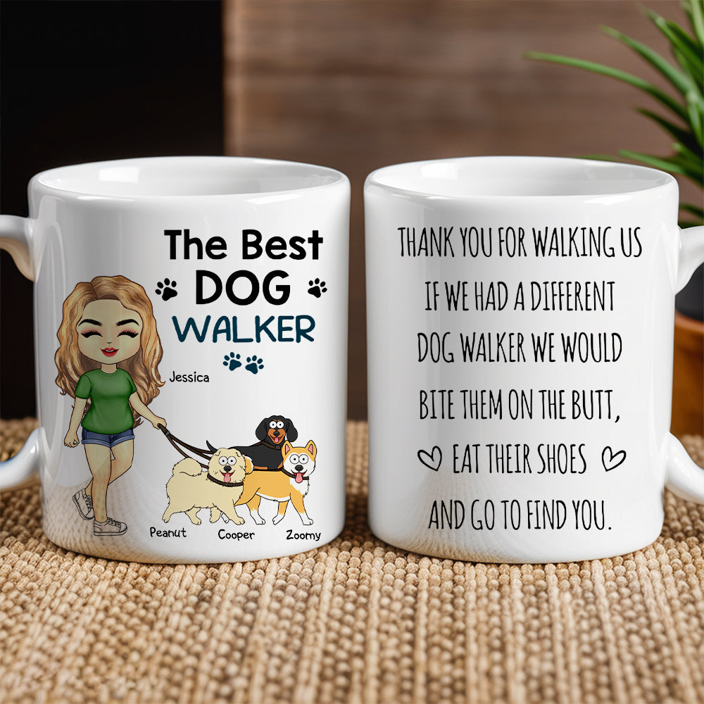 Thank You for Walking Me – Hilarious Personalized White Ceramic Mug for Dog Walkers, Customizable with Dog, Perfect Gift for Pet Lovers
