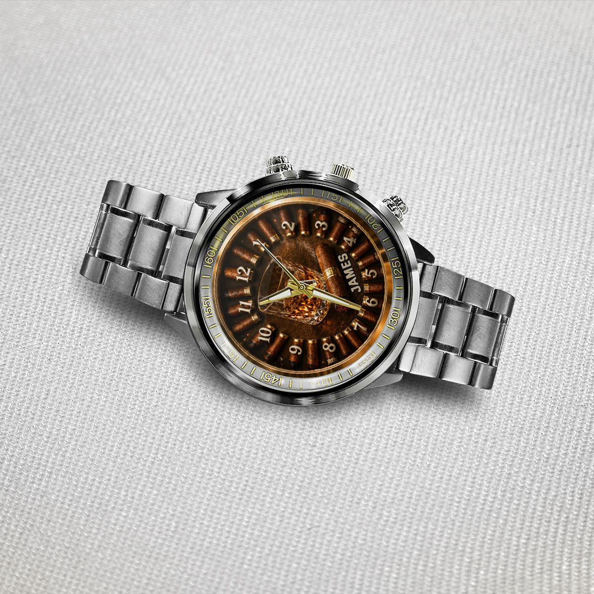 Whiskey and Cigar, Gift for Men - Personalized Whisky Hand Watch