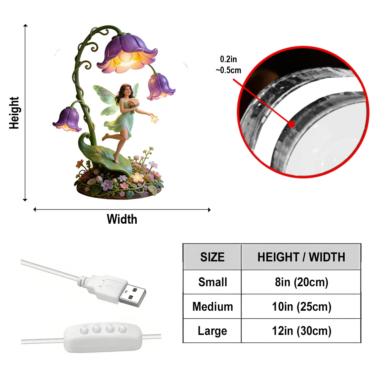 Self Love Gift, Gift for Women - Personalized Flower Lover Acrylic LED Night Light