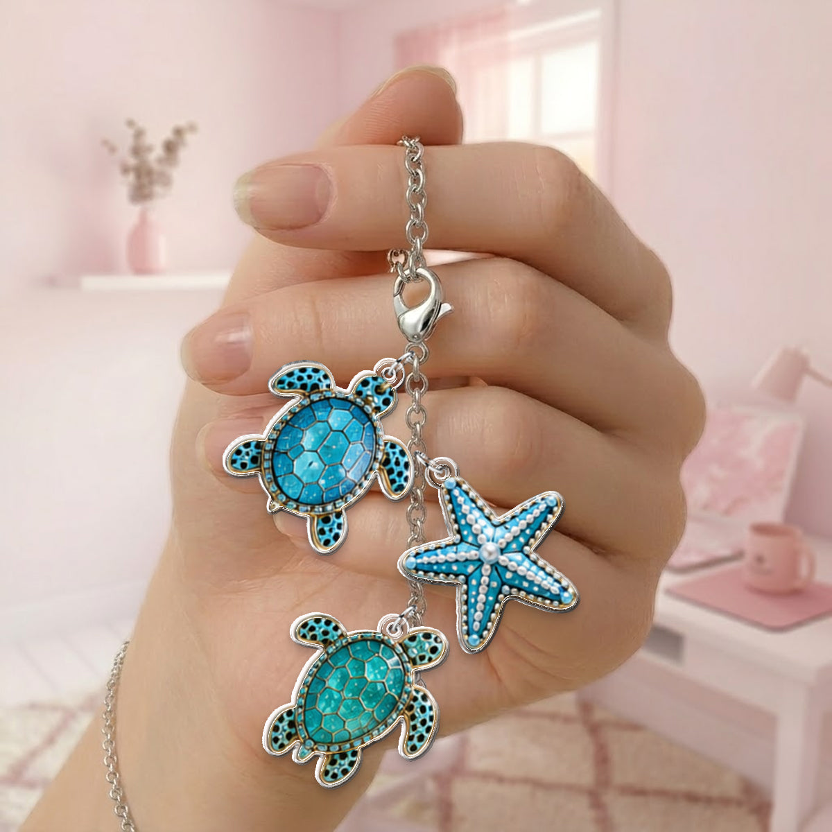 Love Turtle - Personalized Turtle Handle Tumbler With Charms