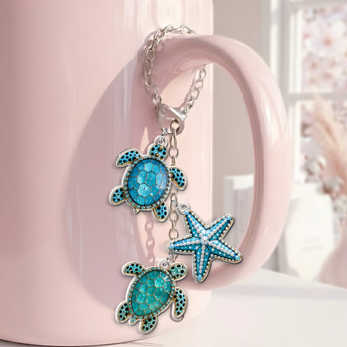 Love Turtle - Personalized Turtle Handle Tumbler With Charms