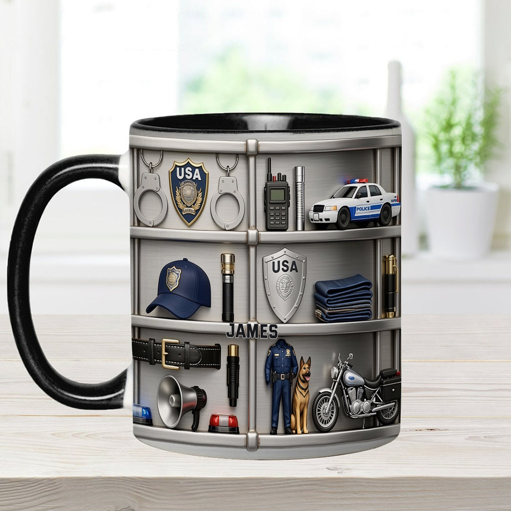 Serve And Protect - Personalized Police Officer Accent Mug & Coaster