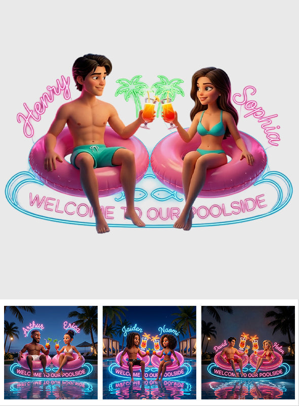 Welcome To Our Poolside - Personalized Couple Neon LED Light Sign