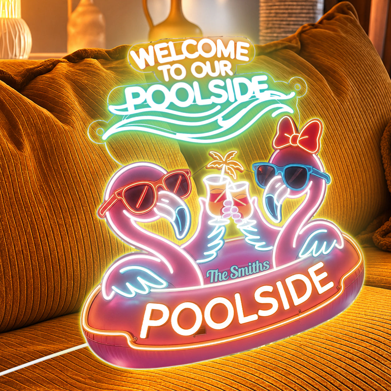 Pool Sign - Personalized Flamingo Neon LED Light Sign