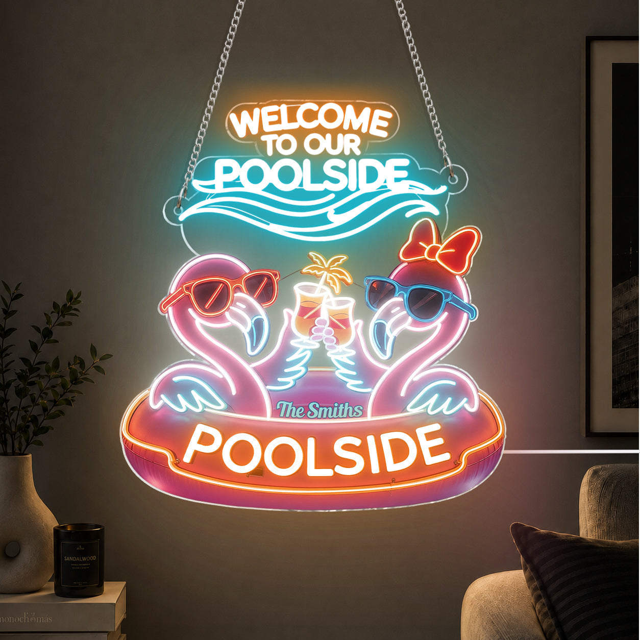 Pool Sign - Personalized Flamingo Neon LED Light Sign