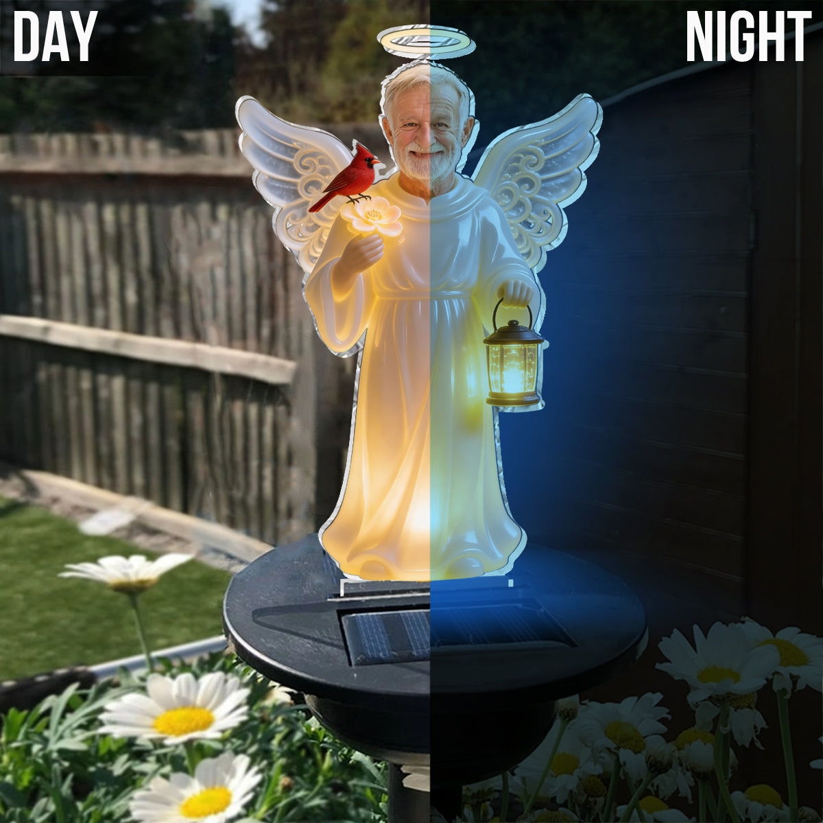 Memorial Gift, Jesus Protection - Personalized Memorial Garden Solar Light
