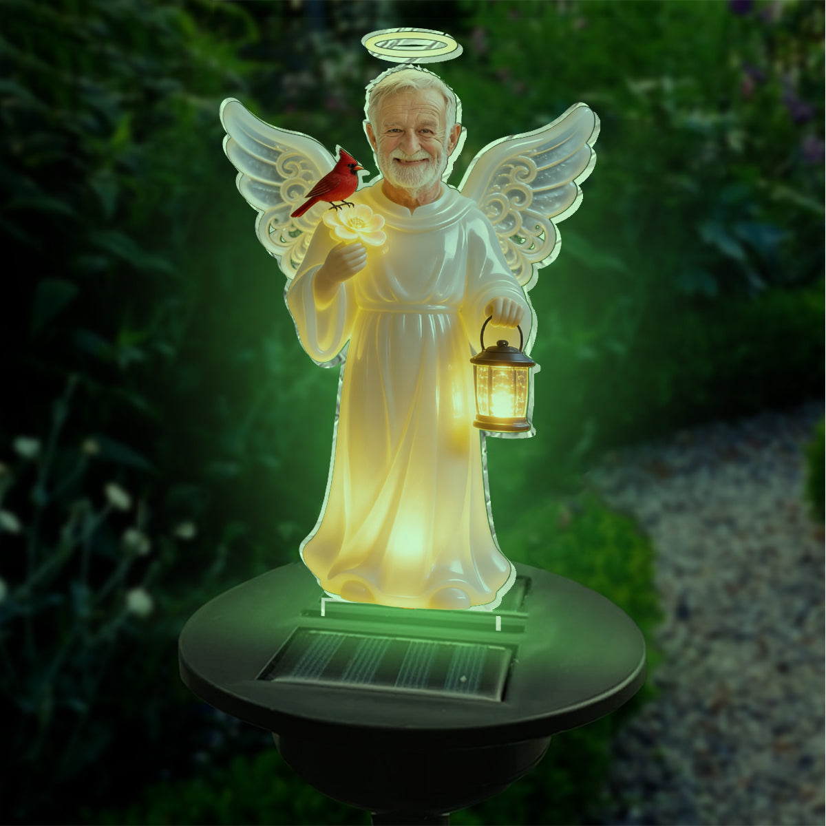 Memorial Gift, Jesus Protection - Personalized Memorial Garden Solar Light