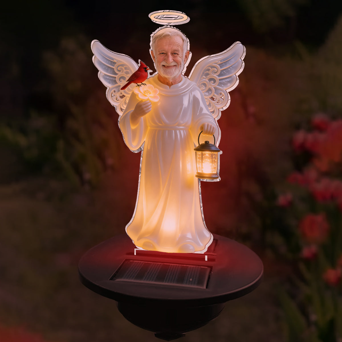Memorial Gift, Jesus Protection - Personalized Memorial Garden Solar Light