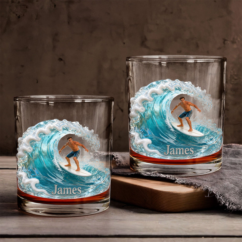 Love Surfing - Personalized Surfing Whiskey Glass