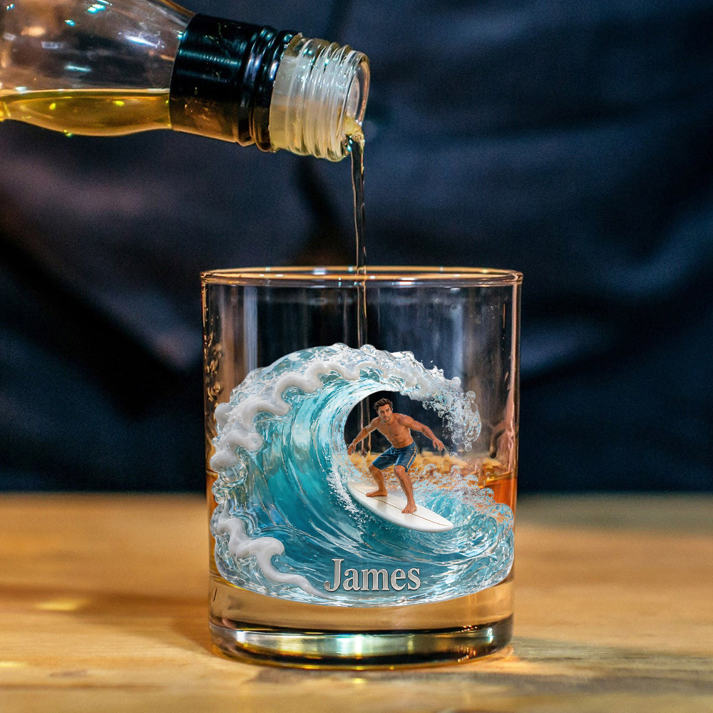 Love Surfing - Personalized Surfing Whiskey Glass