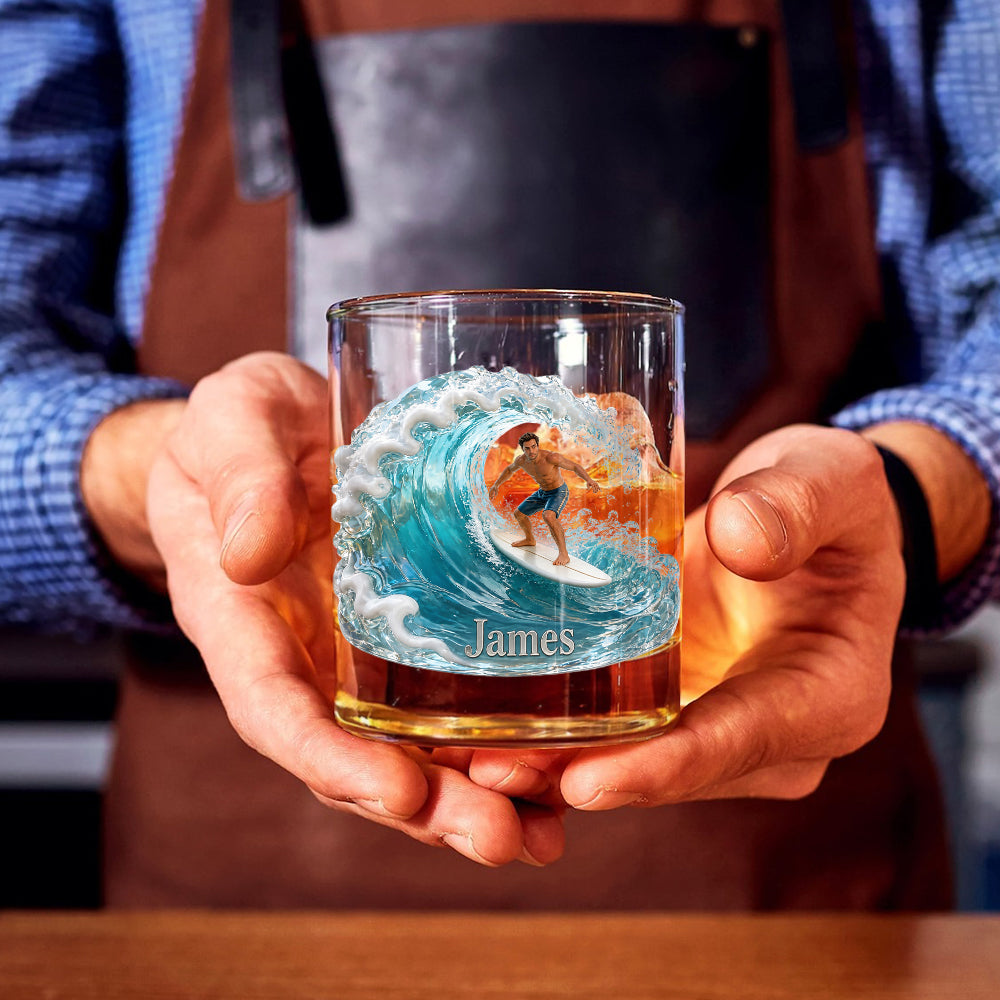 Love Surfing - Personalized Surfing Whiskey Glass