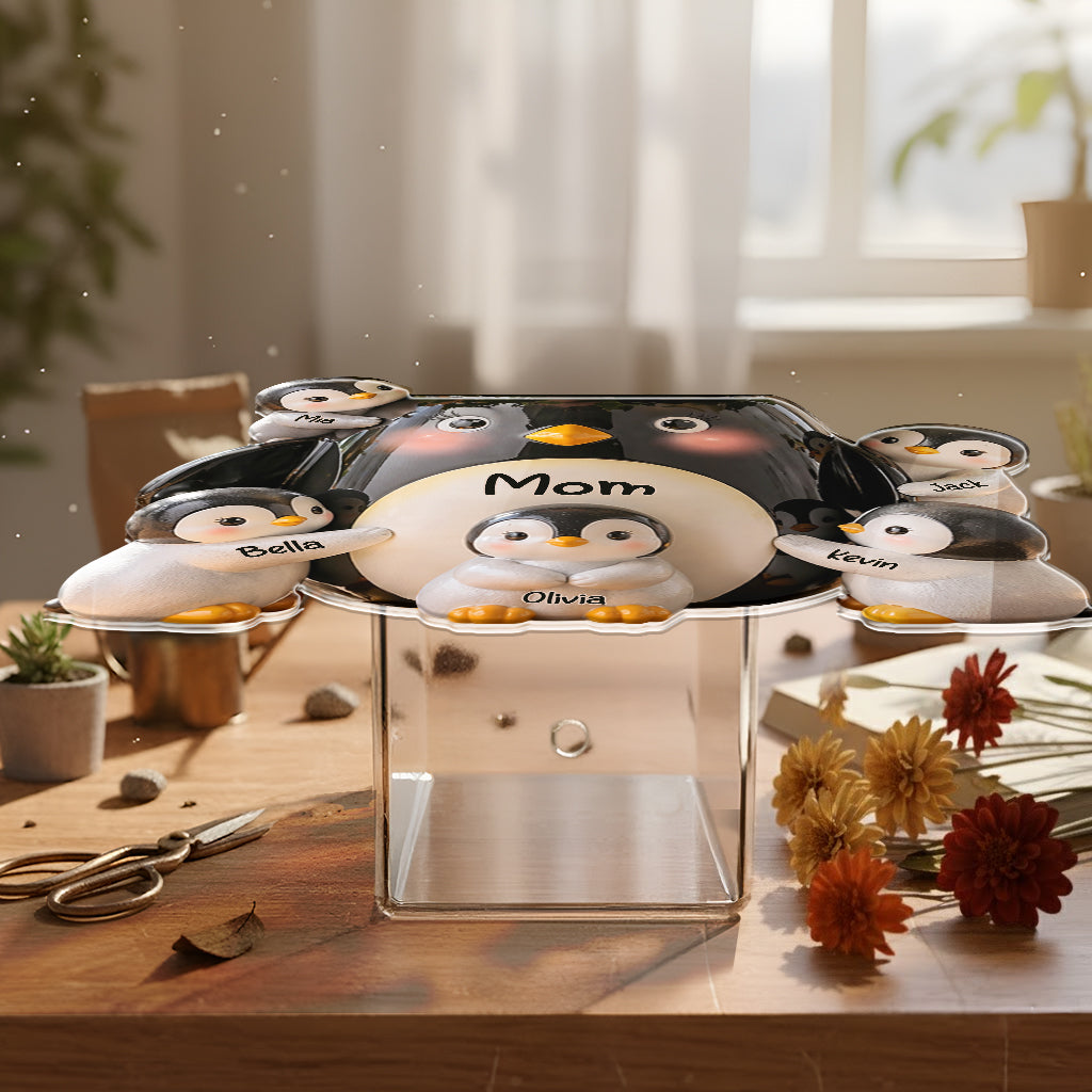 Mother Gift Idea, Penguin Lover - Personalized Penguin Lover Acrylic Pot