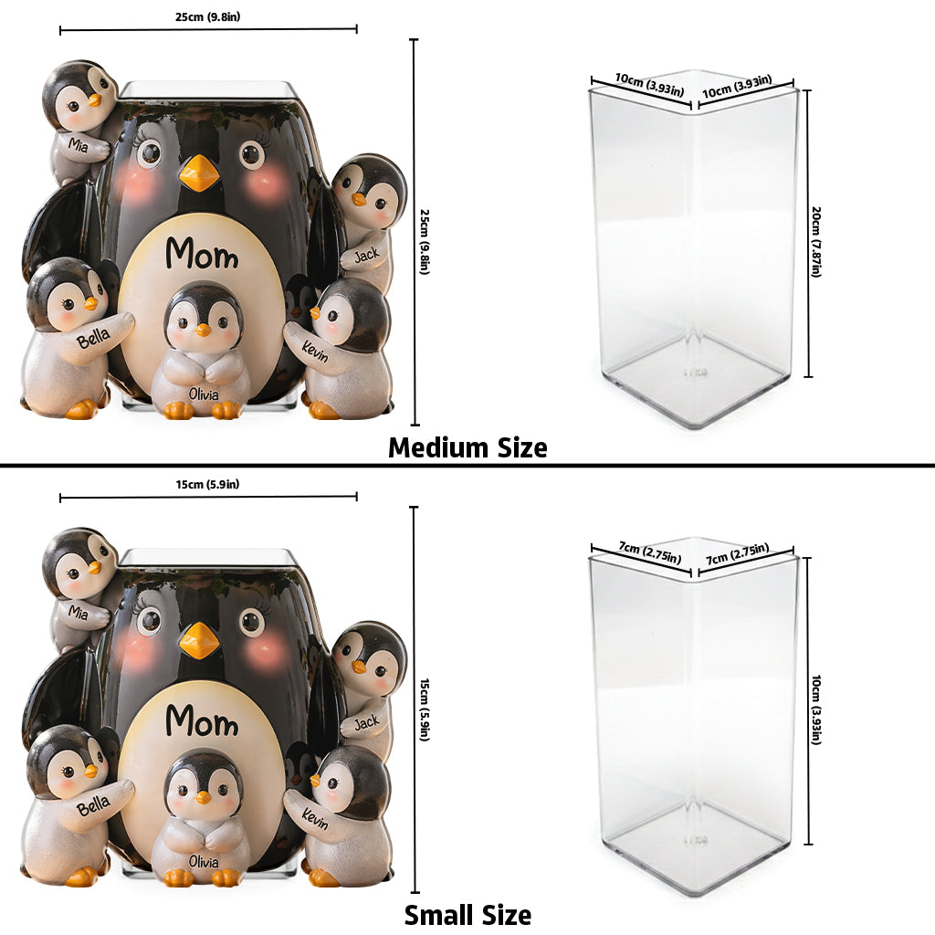 Mother Gift Idea, Penguin Lover - Personalized Penguin Lover Acrylic Pot