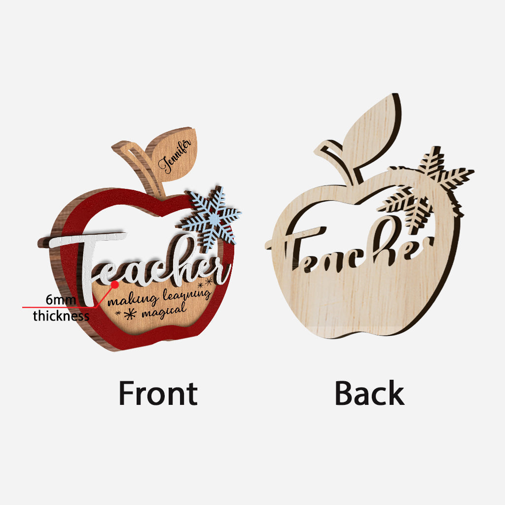 Teacher Christmas - Personalized Teacher 2 Layered Wooden Ornament