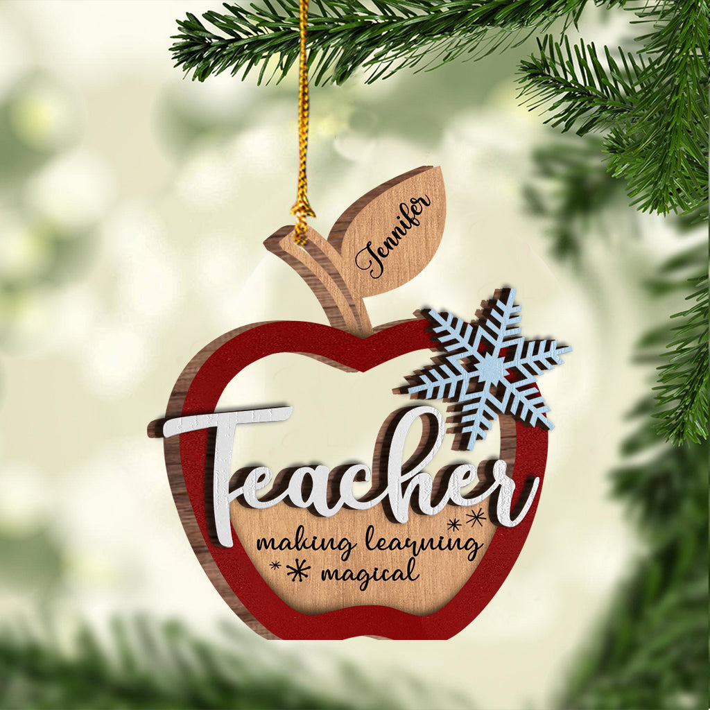 Teacher Christmas - Personalized Teacher 2 Layered Wooden Ornament