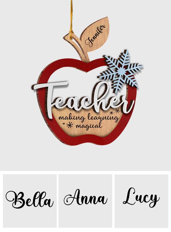 Teacher Christmas - Personalized Teacher 2 Layered Wooden Ornament
