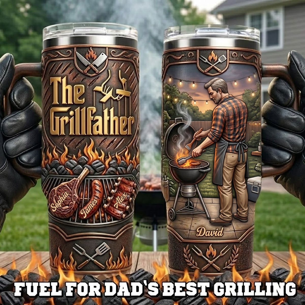 The Grillfather - Personalized Father Tumbler With Handle