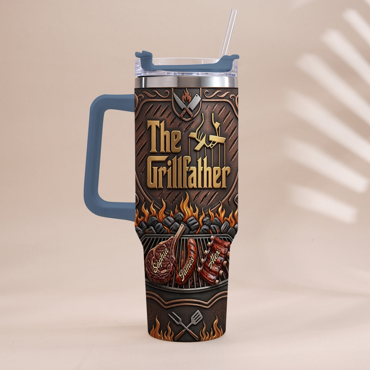 The Grillfather - Personalized Father Tumbler With Handle
