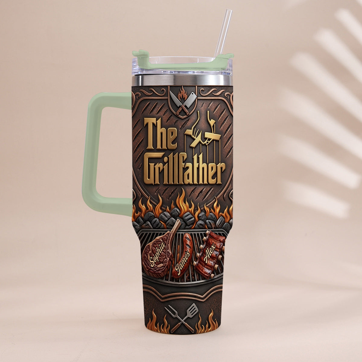 The Grillfather - Personalized Father Tumbler With Handle