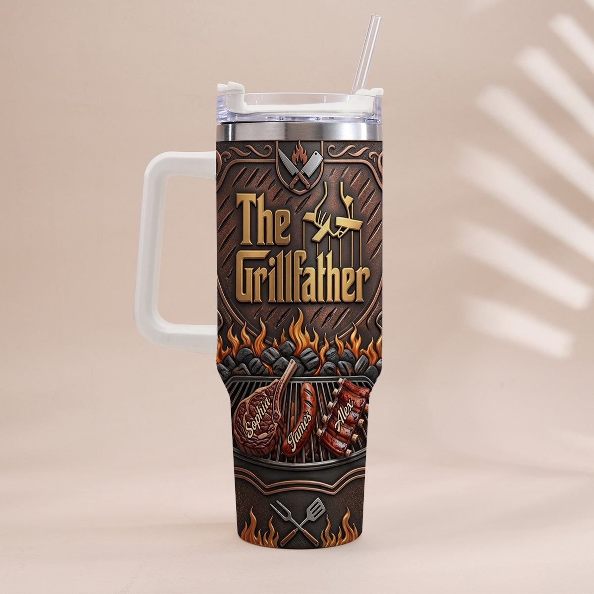 The Grillfather - Personalized Father Tumbler With Handle