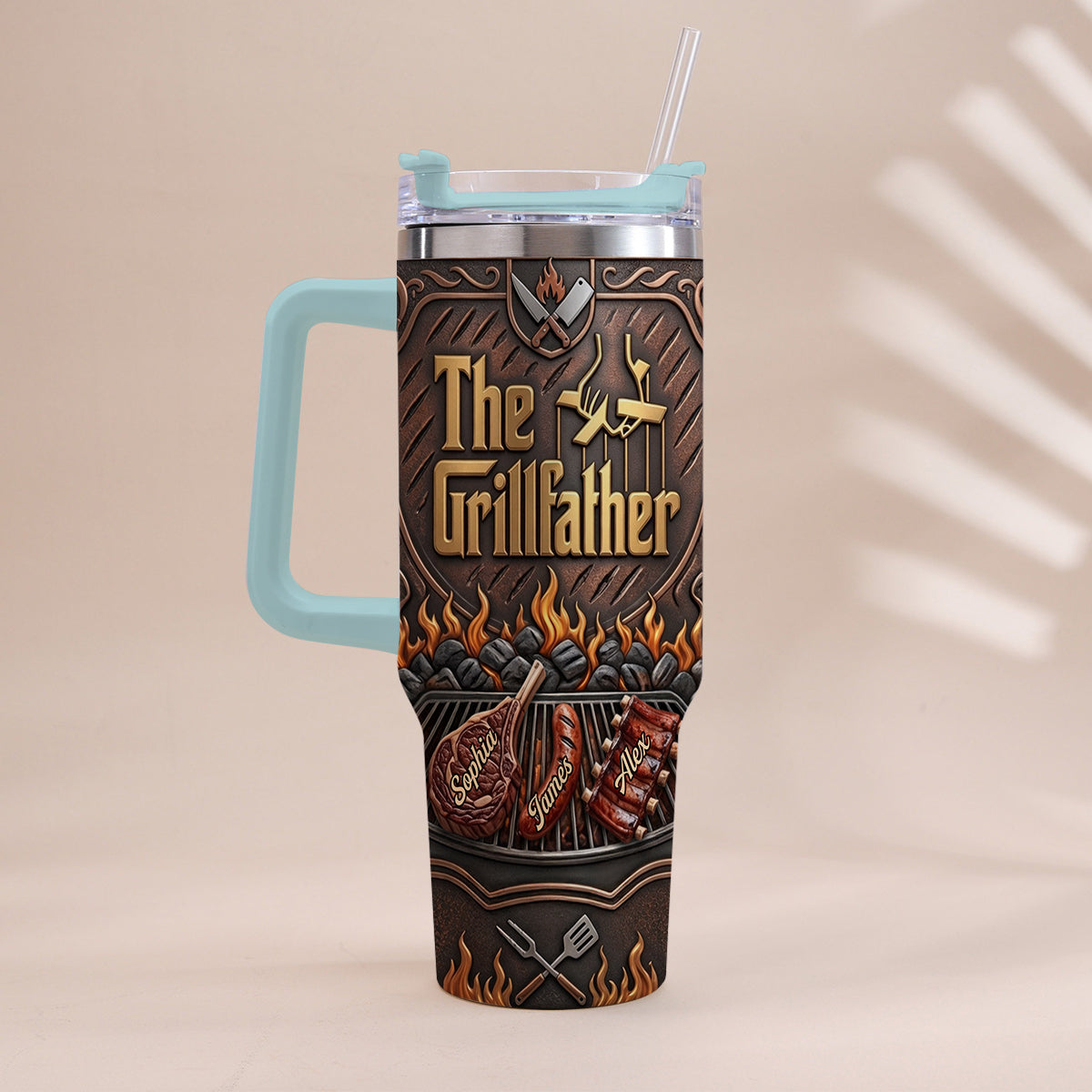 The Grillfather - Personalized Father Tumbler With Handle