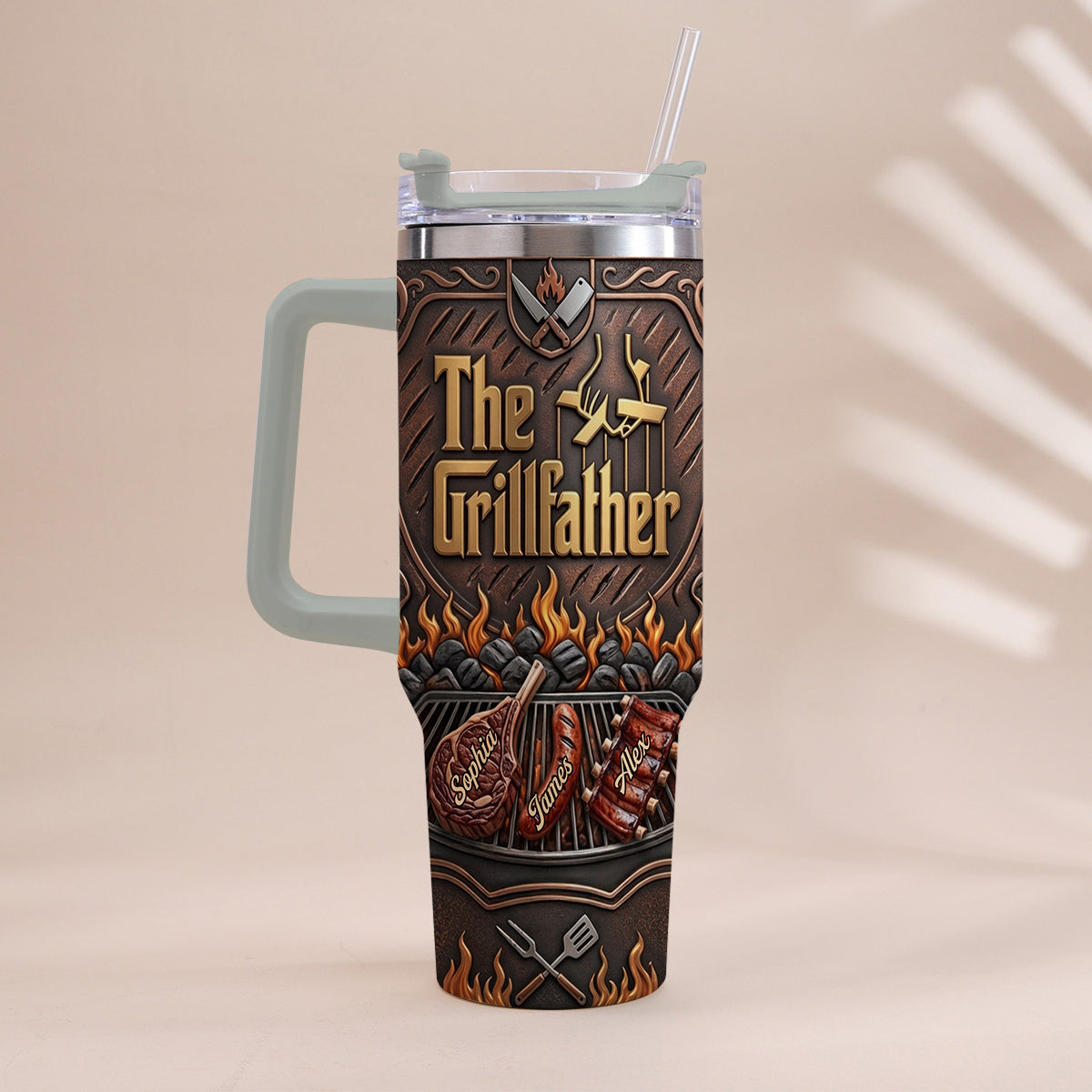 The Grillfather - Personalized Father Tumbler With Handle