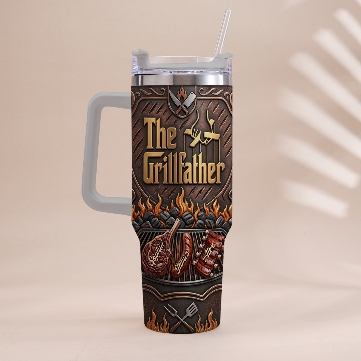 The Grillfather - Personalized Father Tumbler With Handle