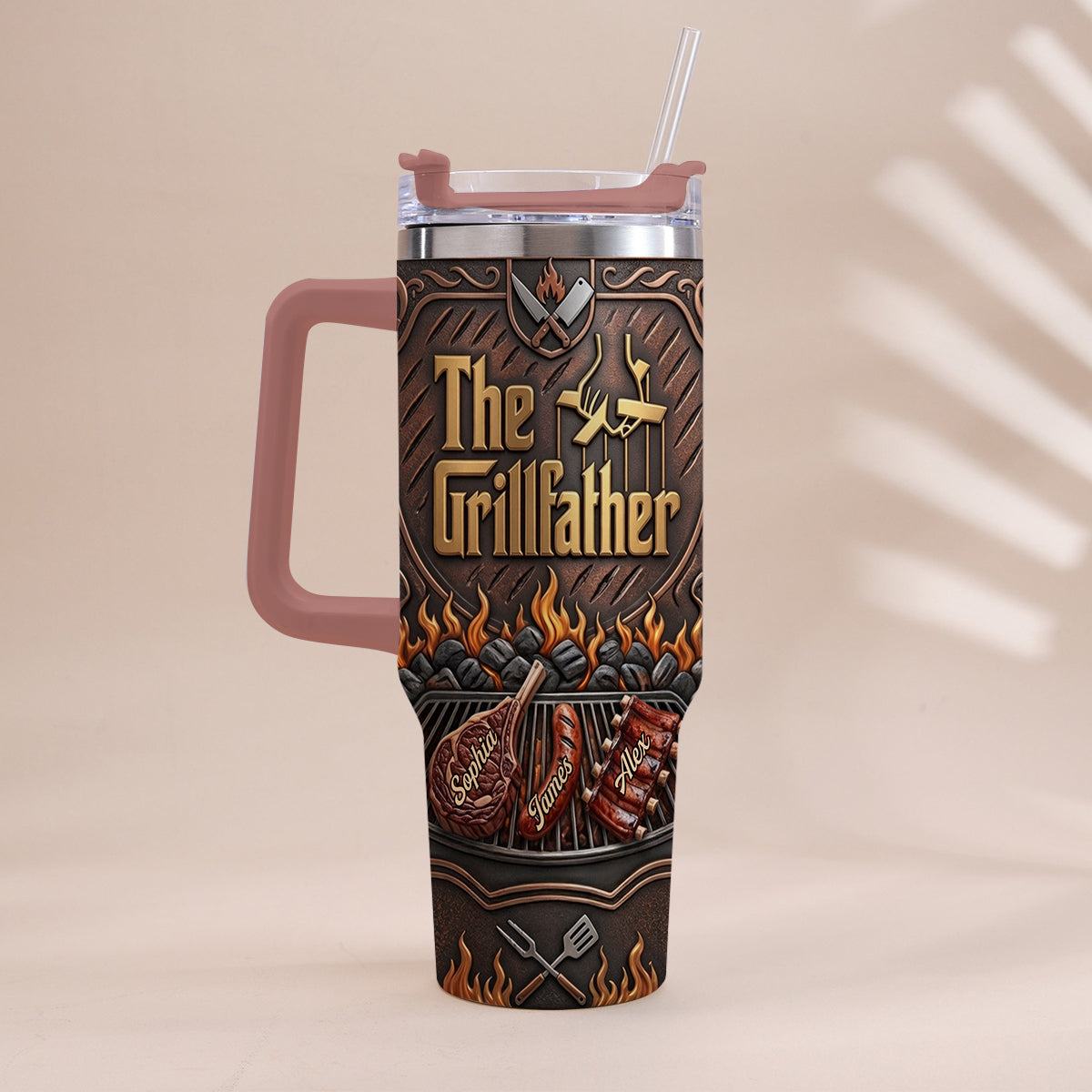 The Grillfather - Personalized Father Tumbler With Handle