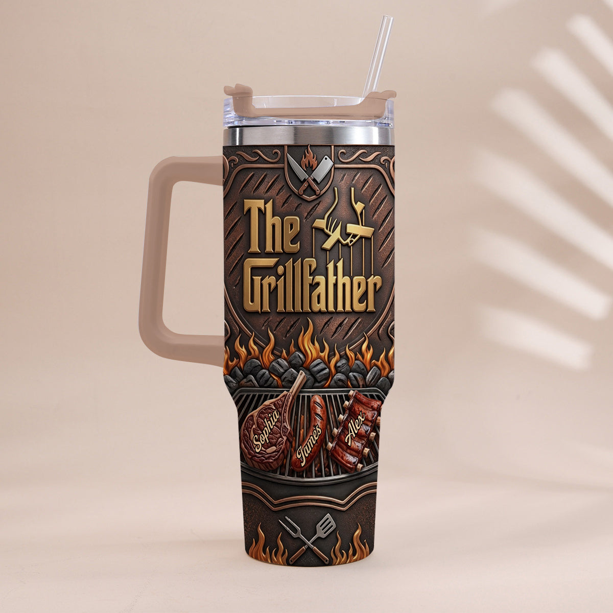 The Grillfather - Personalized Father Tumbler With Handle