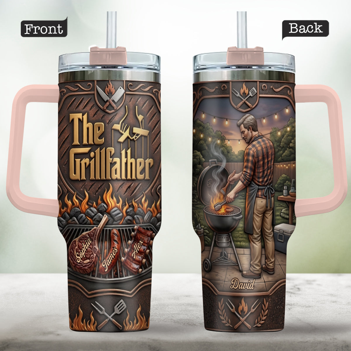 The Grillfather - Personalized Father Tumbler With Handle