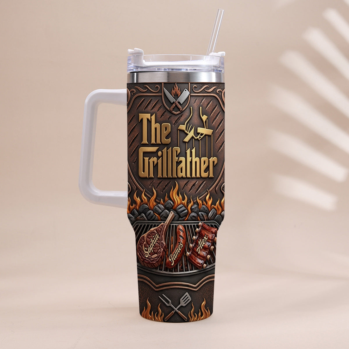 The Grillfather - Personalized Father Tumbler With Handle