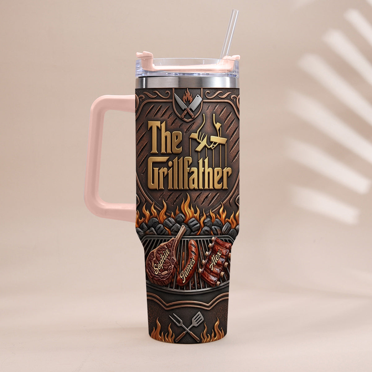 The Grillfather - Personalized Father Tumbler With Handle