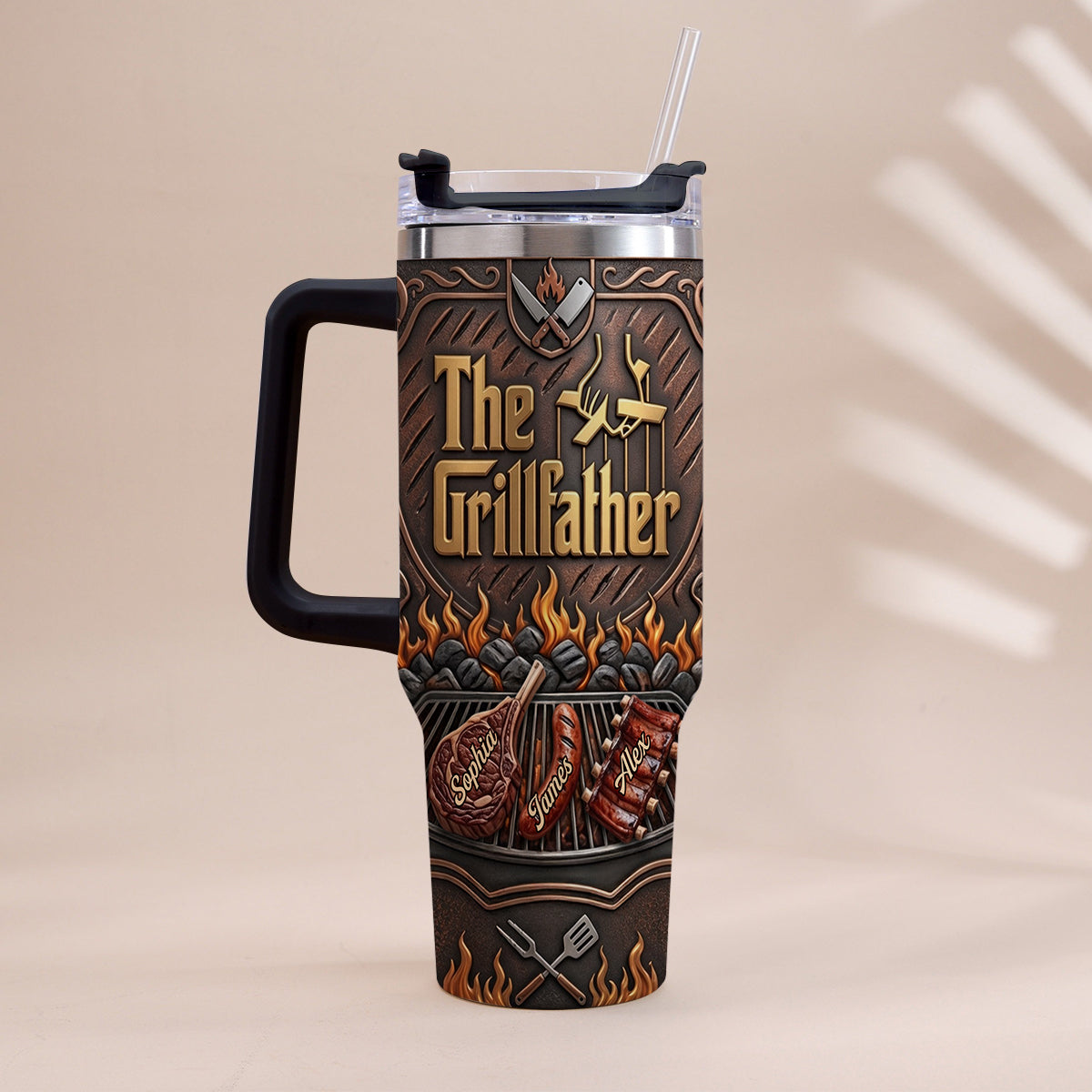 The Grillfather - Personalized Father Tumbler With Handle
