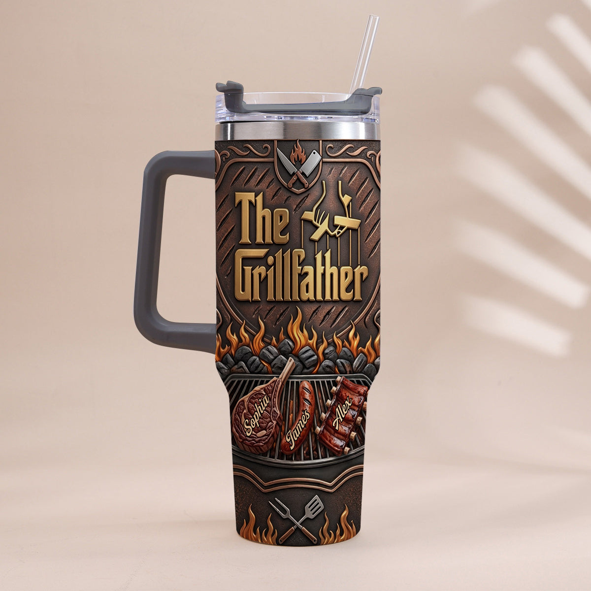 The Grillfather - Personalized Father Tumbler With Handle