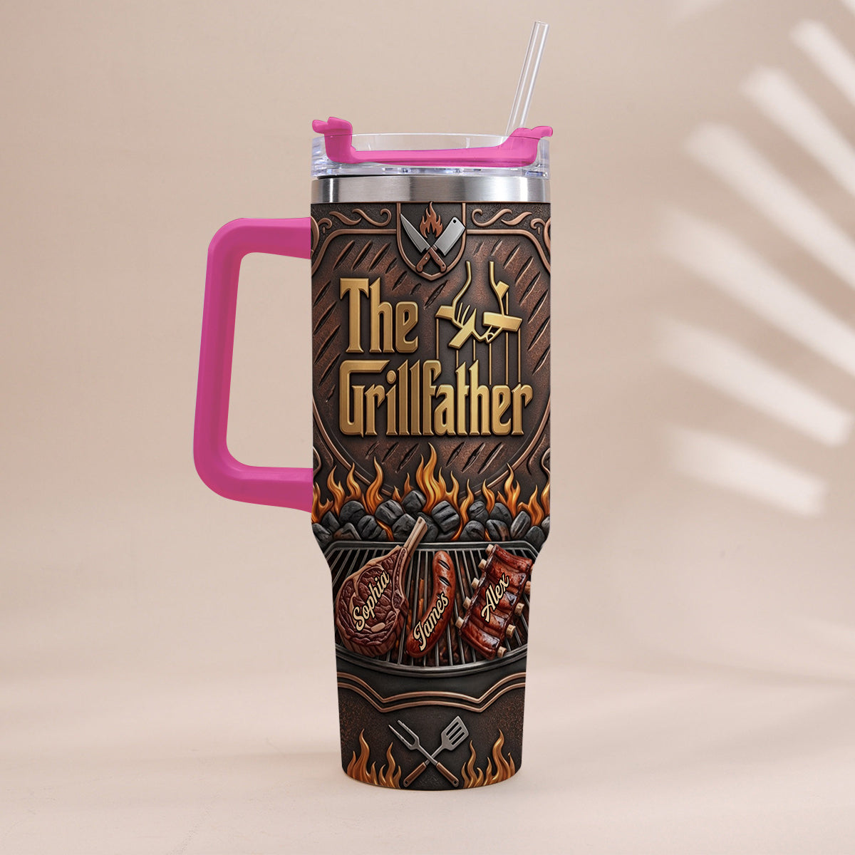 The Grillfather - Personalized Father Tumbler With Handle