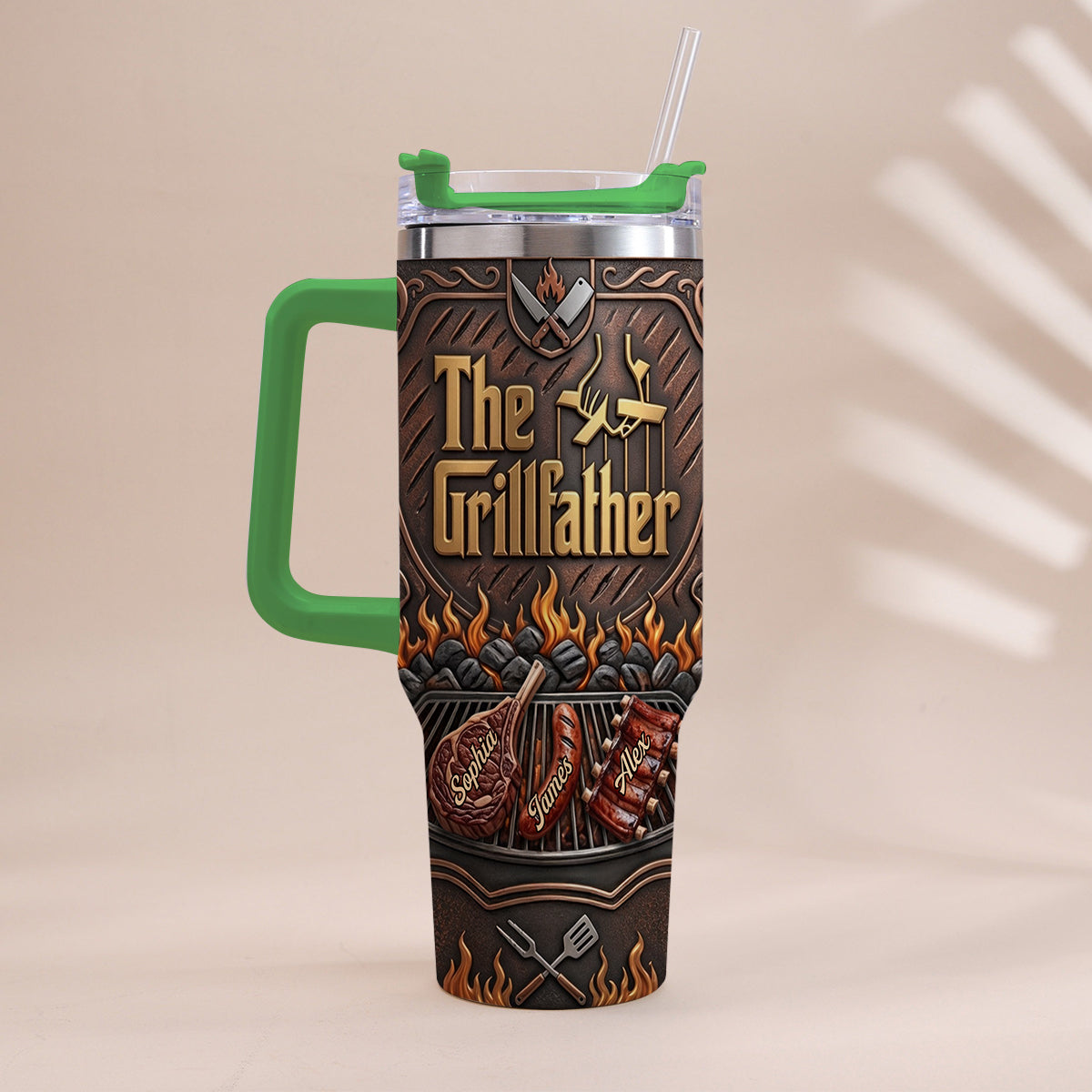 The Grillfather - Personalized Father Tumbler With Handle