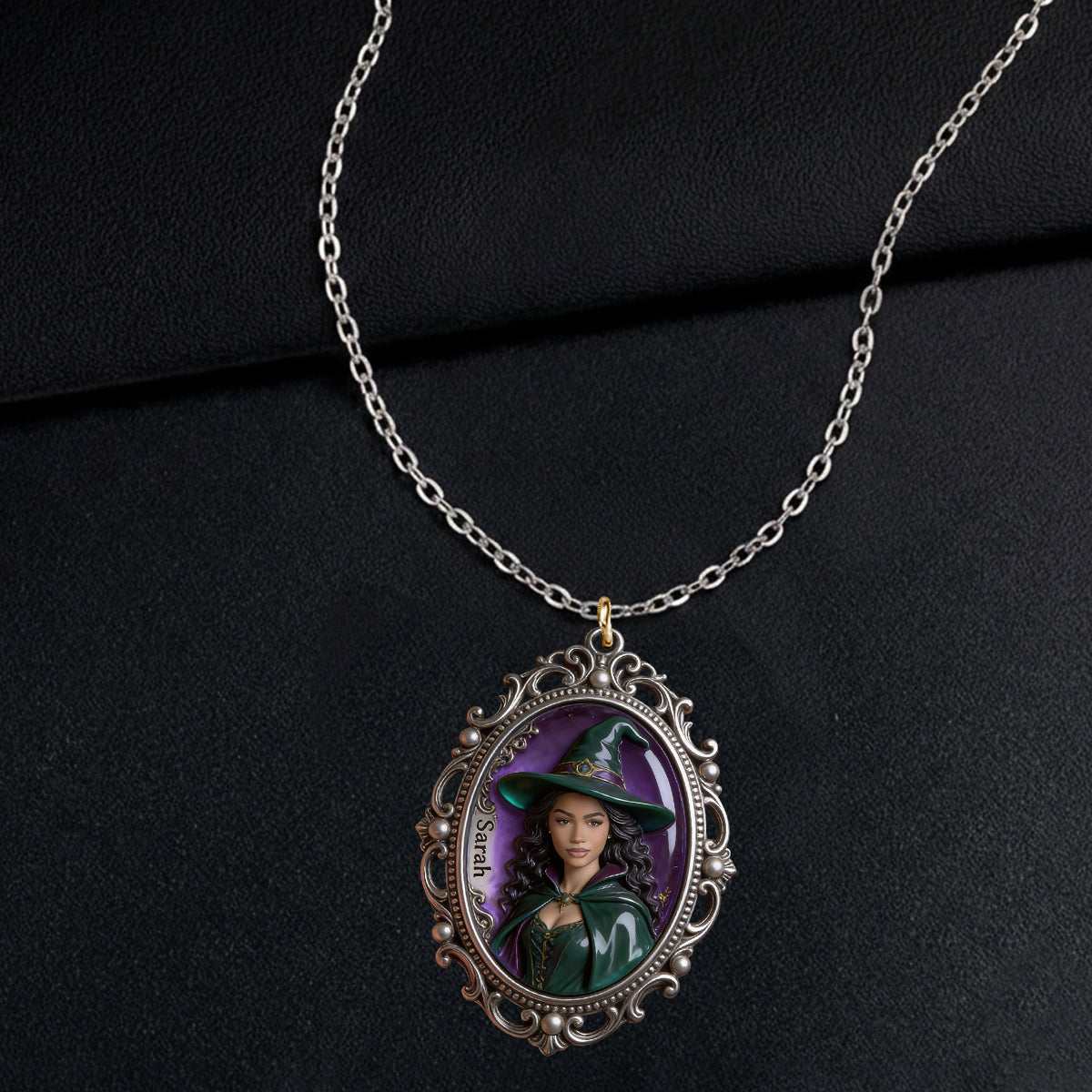 Magic Witch - Personalized Witch Shaped Metal Pendant Necklace