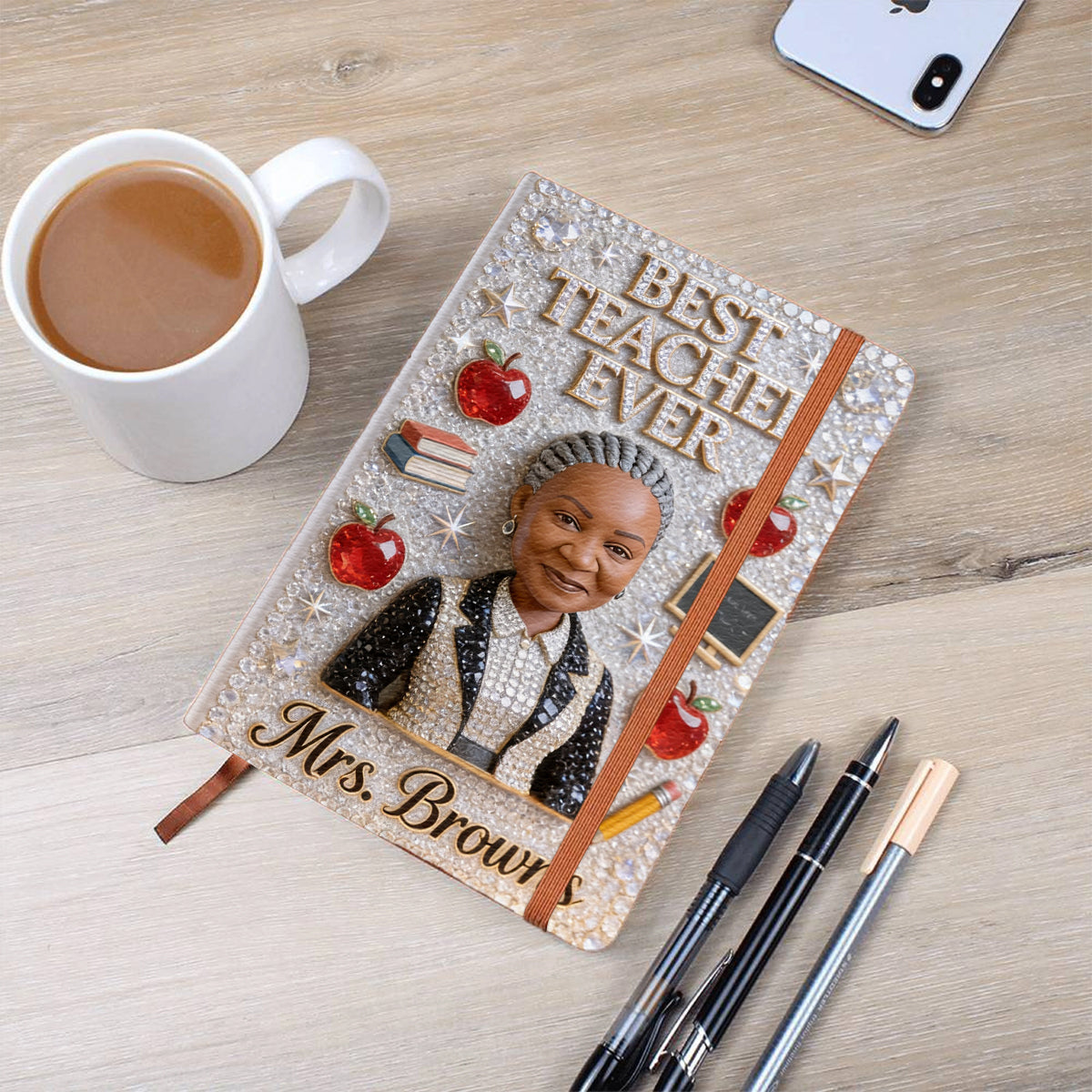 Teacher Notebook Custom From Photo - Personalized Teacher Leather Journal