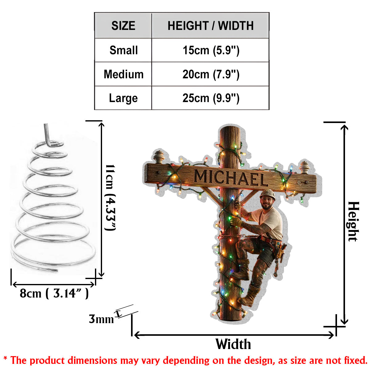 Light Up The Christmas - Personalized Lineman LED Light Tree Topper