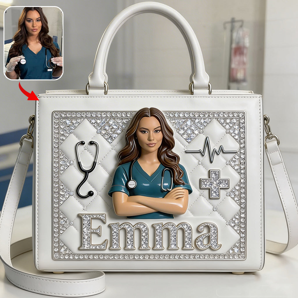 Radiant Nurse Luxe Handbag - Personalized Nurse Leather Handbag