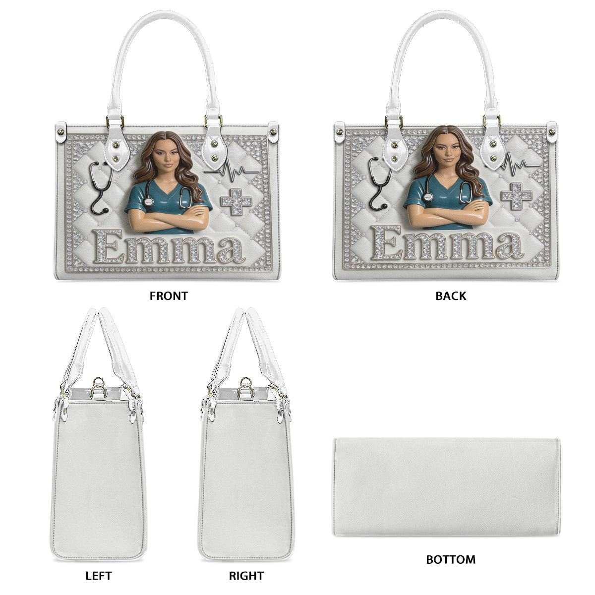 Radiant Nurse Luxe Handbag - Personalized Nurse Leather Handbag