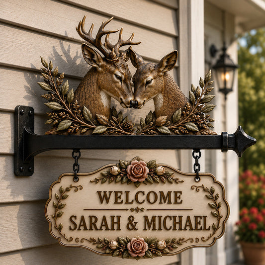 Welcome To Our Home - Personalized Hunting Wooden Wall Mount Sign