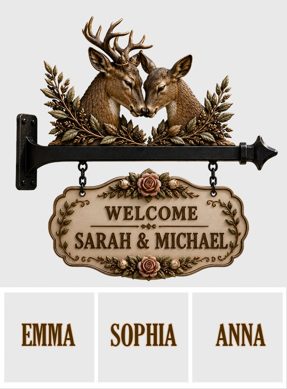 Welcome To Our Home - Personalized Hunting Wooden Wall Mount Sign