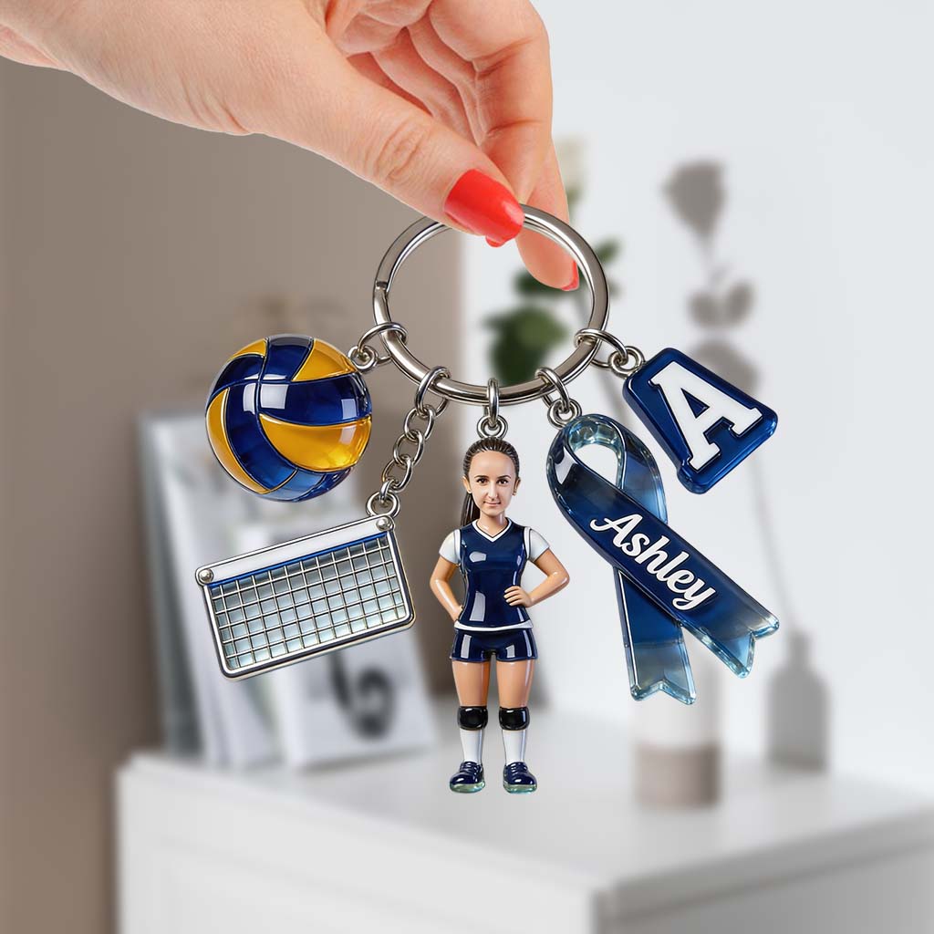 Volleyball Gift - Personalized Volleyball Premium Keychain With Charms