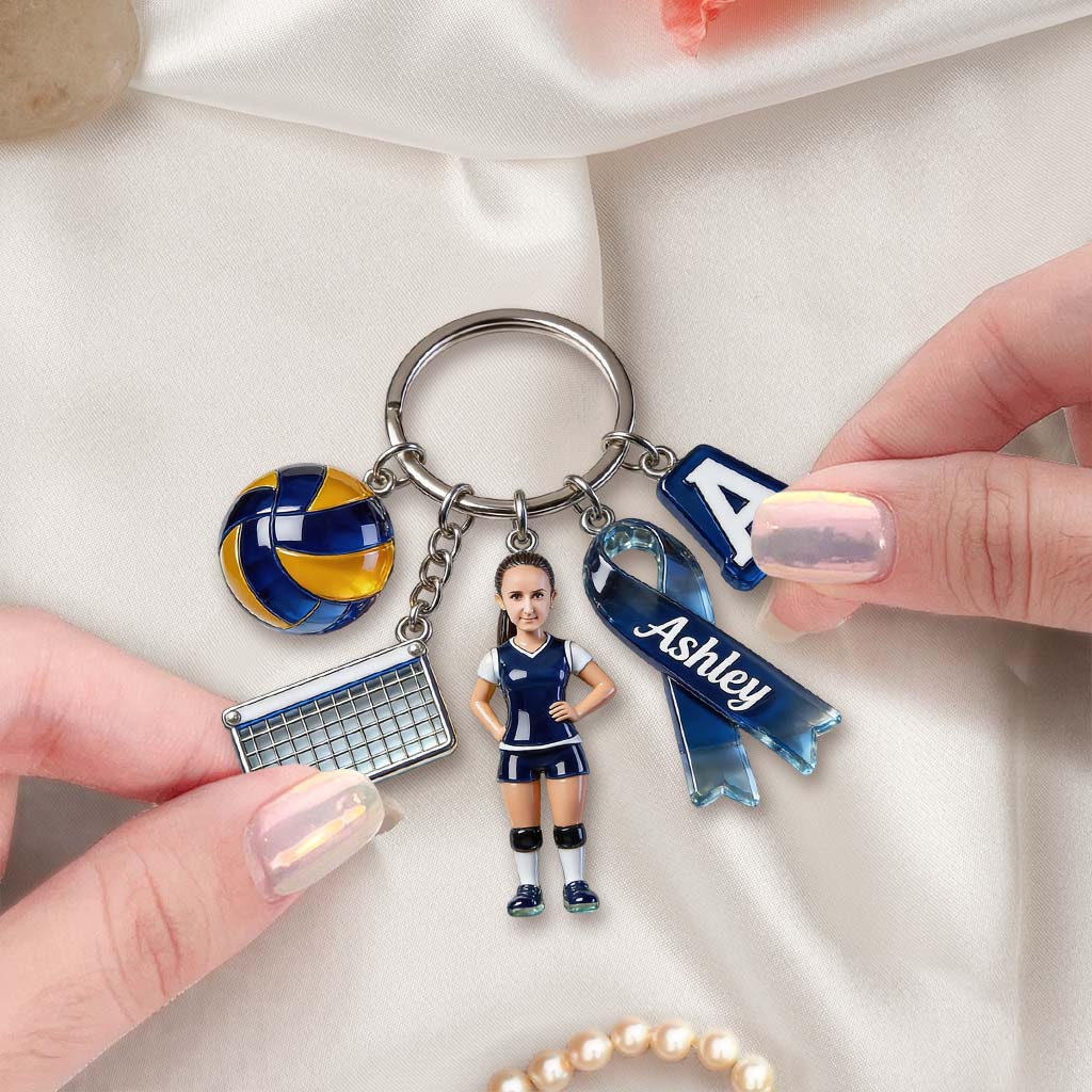 Volleyball Gift - Personalized Volleyball Premium Keychain With Charms