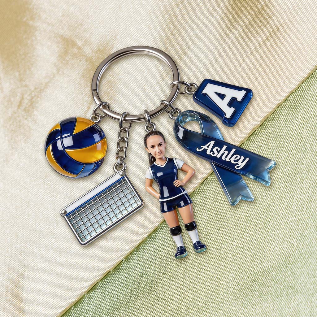 Volleyball Gift - Personalized Volleyball Premium Keychain With Charms