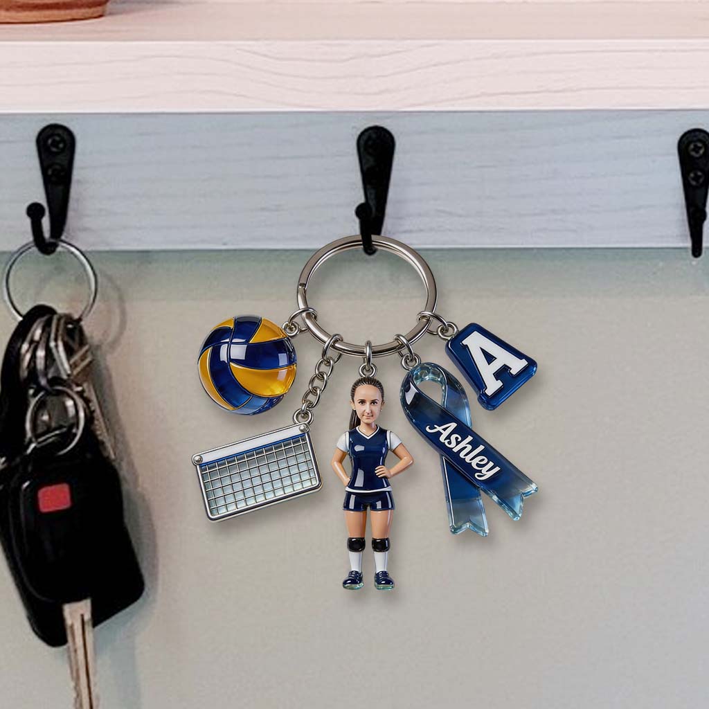 Volleyball Gift - Personalized Volleyball Premium Keychain With Charms